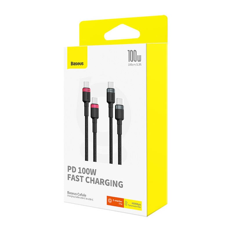 Kabel Baseus Cafule USB-C til USB-C 100W,1m, 2psc (rød sort, grå sort)
