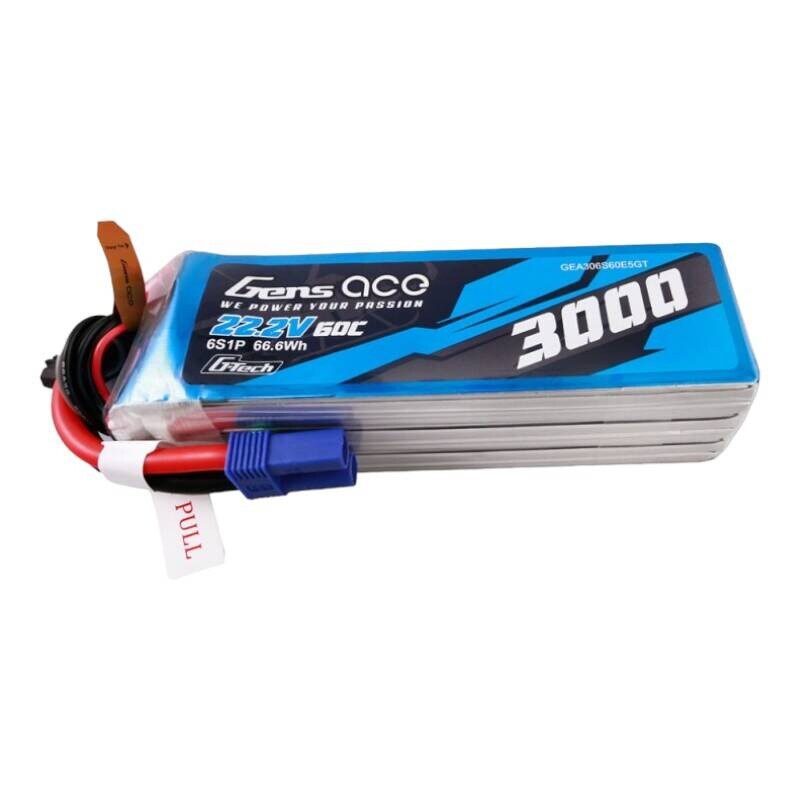 Gens ace G-Tech 3000mAh 22.2V 60C 6S1P Lipo batteripakke med EC5-stik