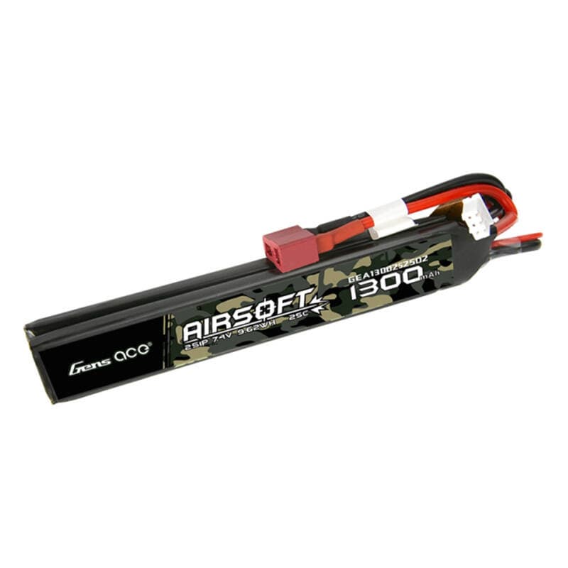 Gens ace 25C 1300mAh 2S1P 7.4V Saddle Airsoft Gun Lipo-batteri med T-stik