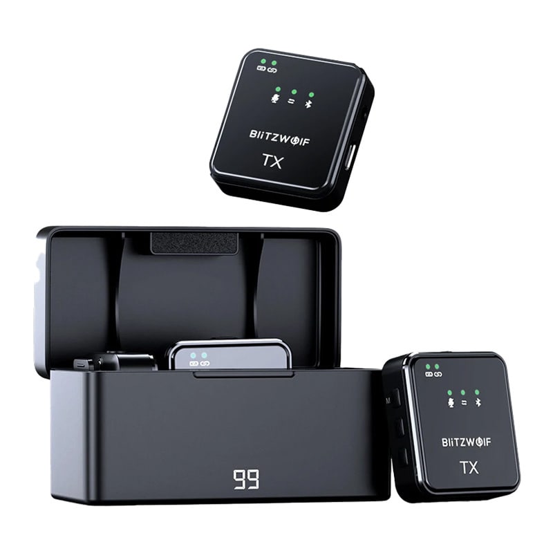 BlitzWolf trådløs mikrofon, BW-SX63, 1000mAh (sort)