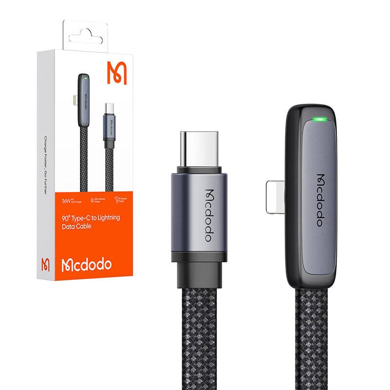 USB-C til lightning vinkelkabel Mcdodo CA-3351,1,8 m (sort)