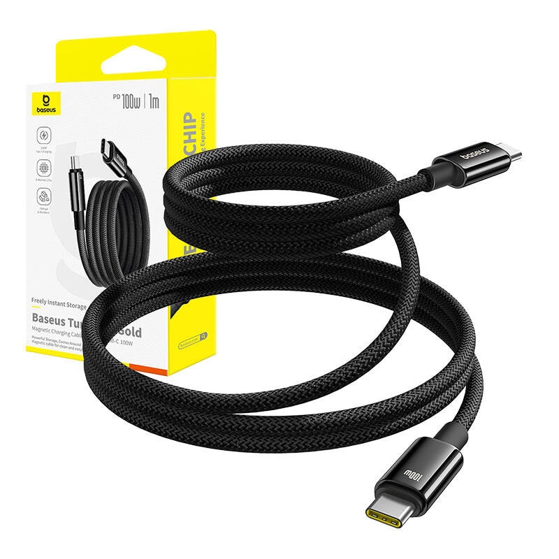 Baseus Tungsten Gold-opladerkabel USB-C til USB-C 100W 1m (sort)