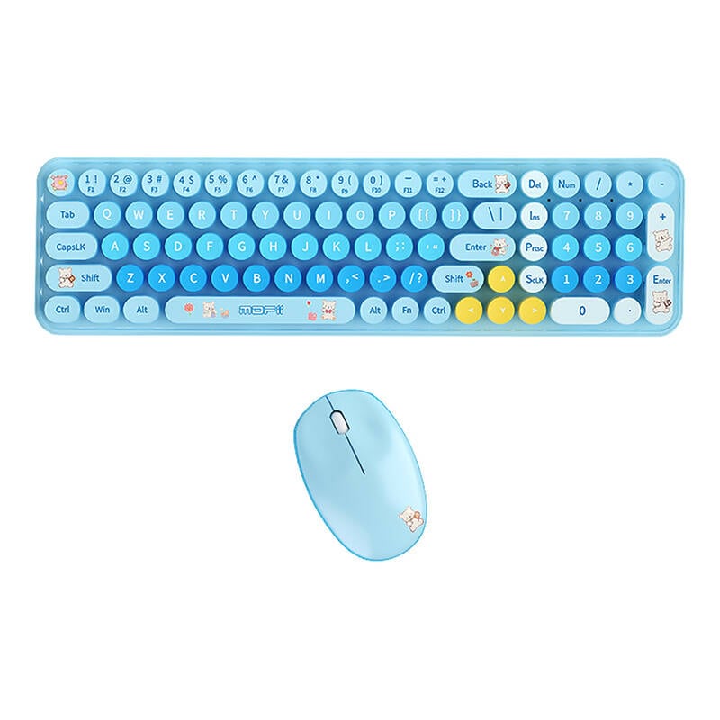 MOFII Baby Bear trådløst tastatur + musesæt (blå)