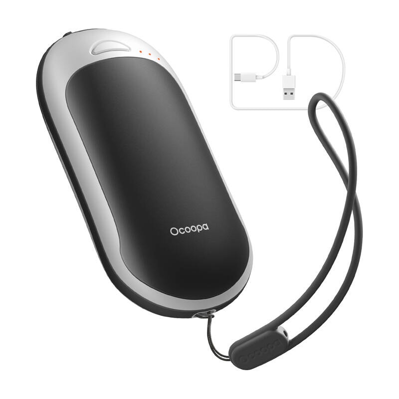 Ocoopa HotPal PD 5000 mAh håndvarmer med powerbank-funktion, USB-C, hvid og sort