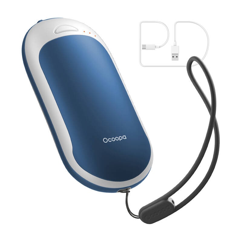 Ocoopa HotPal PD 5000 mAh håndvarmer med powerbank-funktion, USB-C hvid-blå