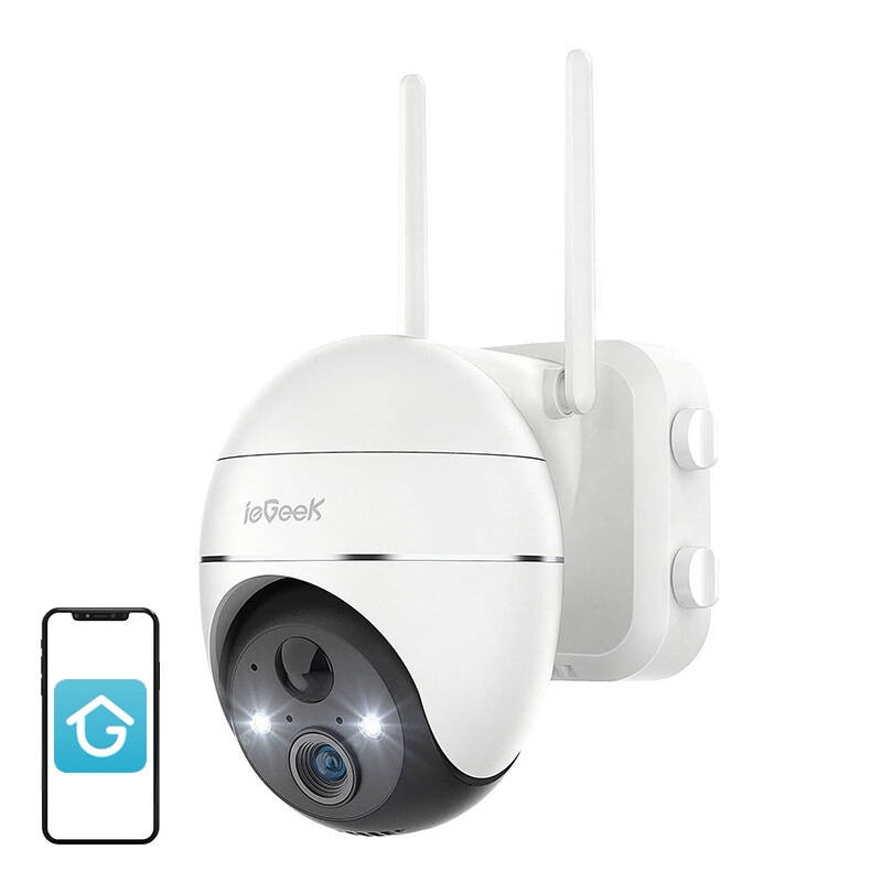 Trådløst 3MP WiFi udendørskamera ieGeek ZS-GX1S hvid 5200mAh