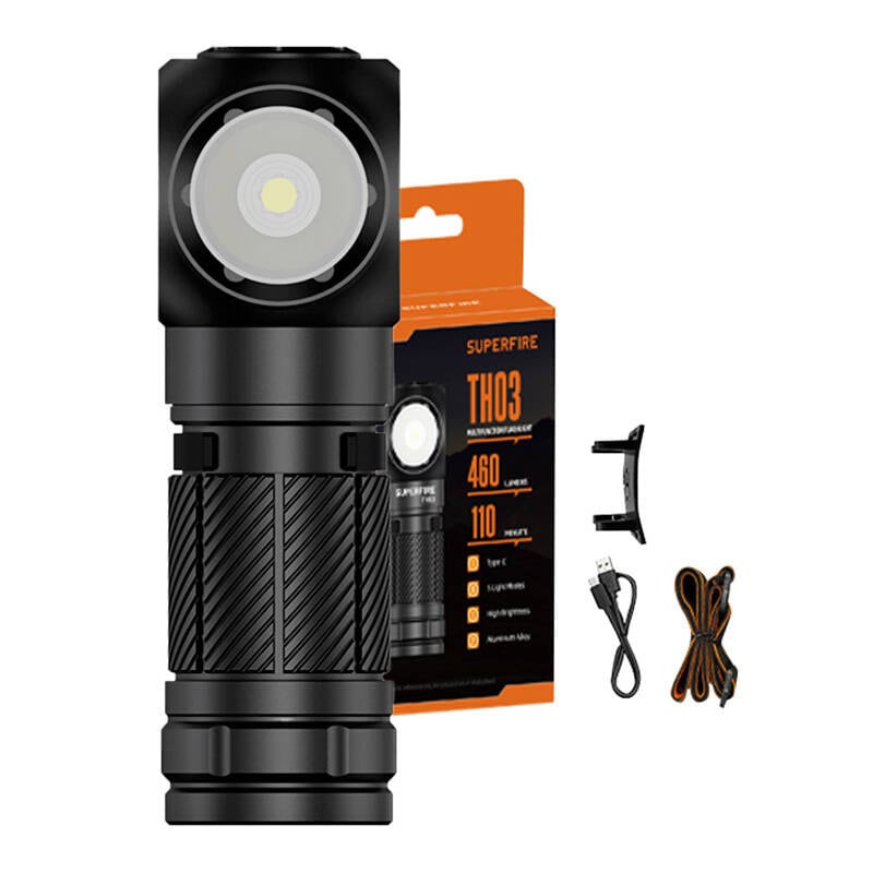 Superfire TH03 multifunktionslommelygte, 460 lm, USB-C, 5 tilstande