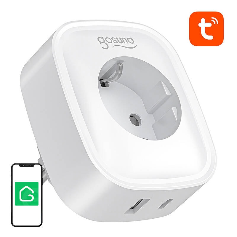 Gosund SP6 16A USB-C 20W Tuya smart WiFi/Bluetooth-stikdåse