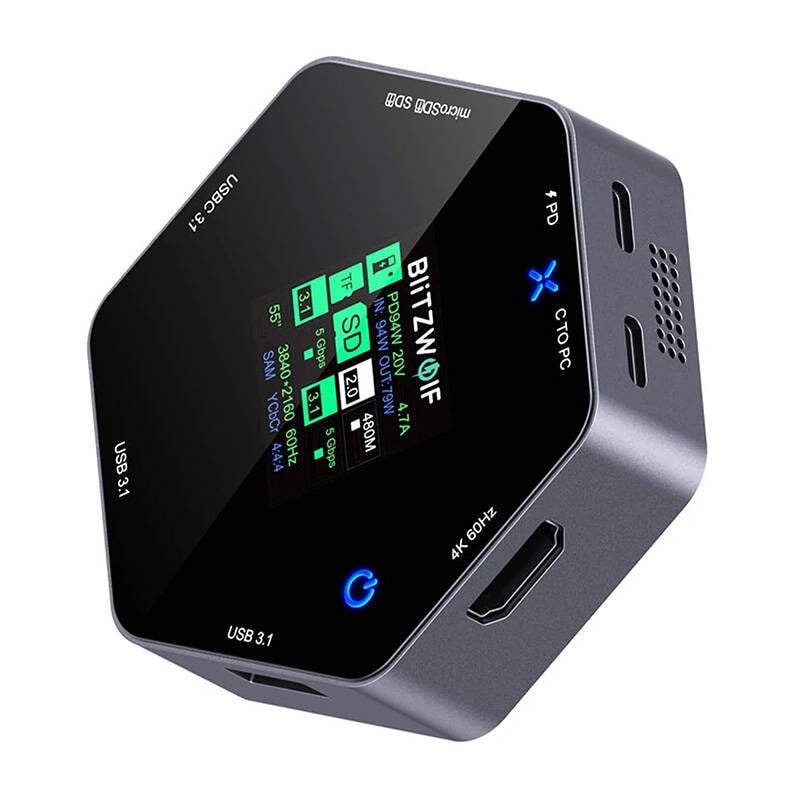 Blitzwolf 8in1 dockingstation BW-TH16 USB 100W LCD Smart Display