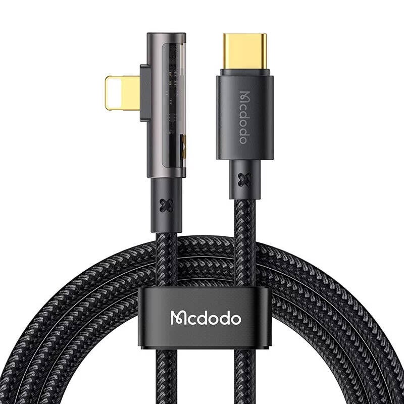 McDodo CA-3390 36W 1,2 m USB-C til Lightning vinkelkabel (sort)