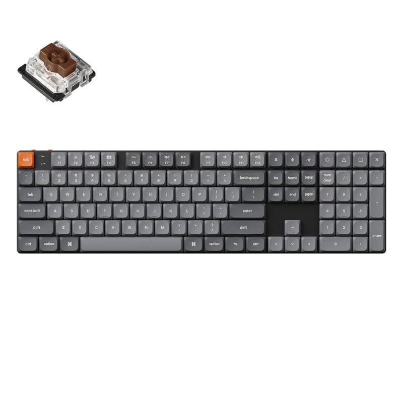 Keychron K5 Max LED trådløst mekanisk tastatur, lav profil, brun kontakt (sort) [K5M-A3].