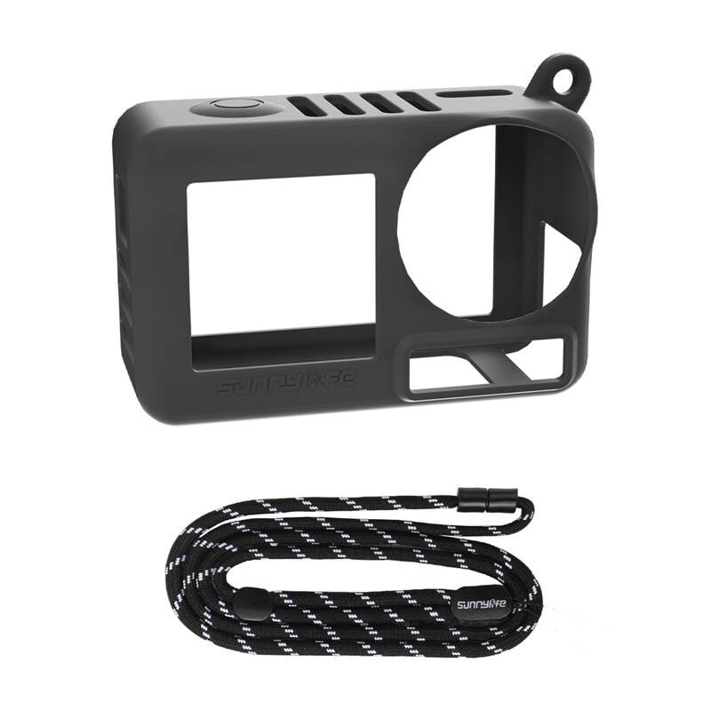Sunnylife OA5-BHT885-D silikoneetui med rem til ACTION 5 PRO (sort)