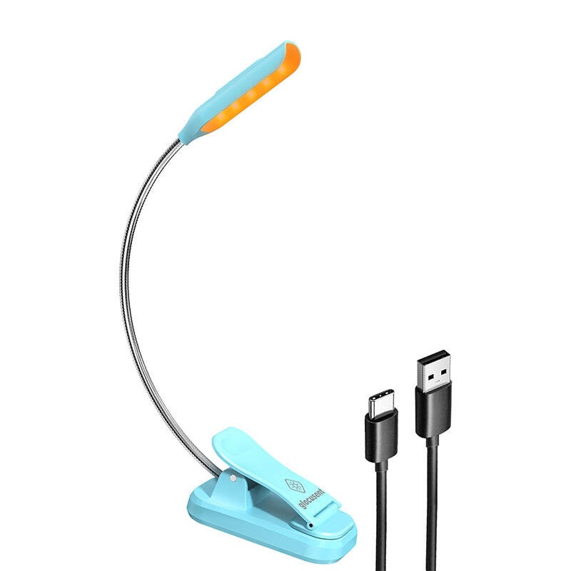Trådløs lampe Glocusent mini GLCSNTBL103B clip-on boglampe, USB-C blå