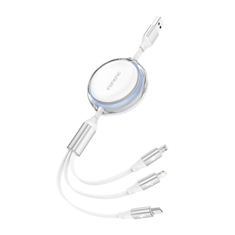 Foneng X113 3-i-1-kabel 1,1M hvid