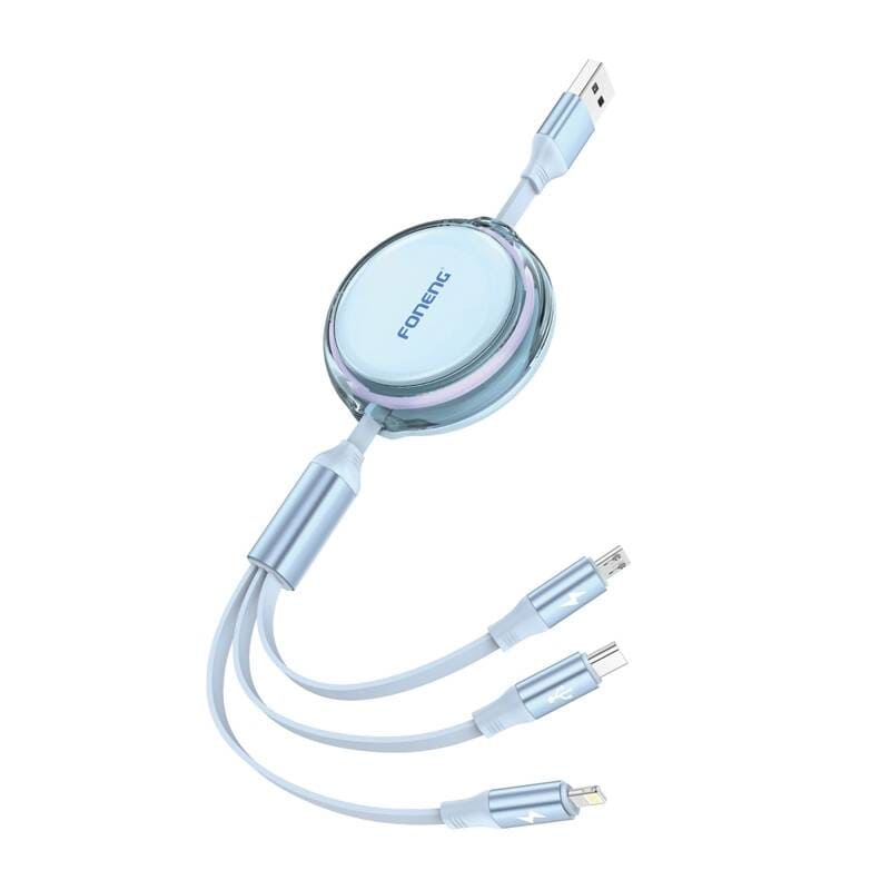 Foneng X113 3-i-1-kabel 1,1M blå