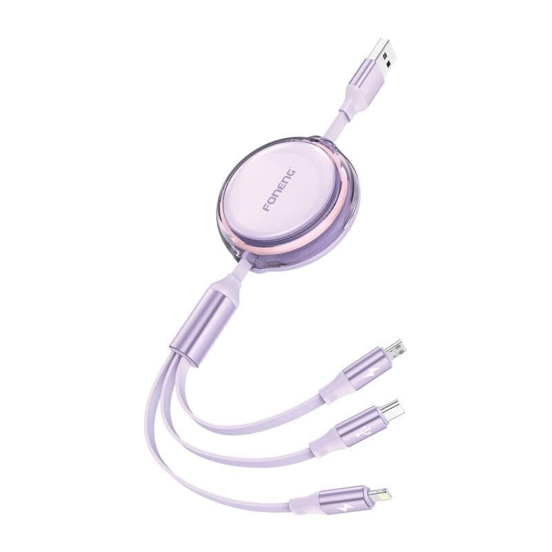 3w1 Foneng X113 1.1M Fioletowa-kabel