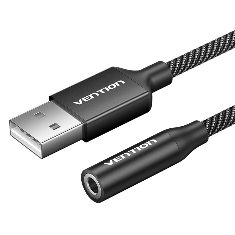 Eksternt USB-lydkort med én port Vention Gome 1m (sort)
