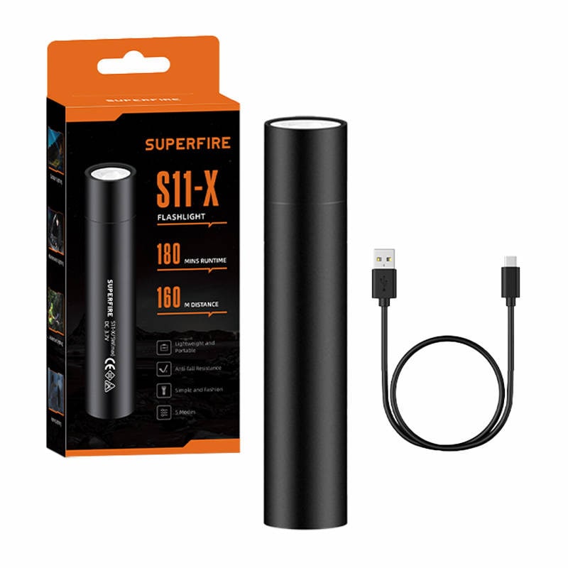 Superfire S11-X lommelygte, 700 lm, USB, 5 tilstande