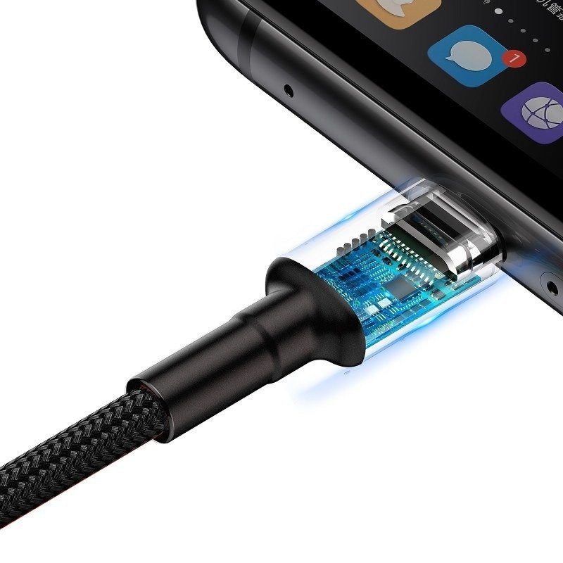 Baseus Cafule USB-C-kabel Huawei SuperCharge, QC 3.0, 5A 1m (Sort+Grå)