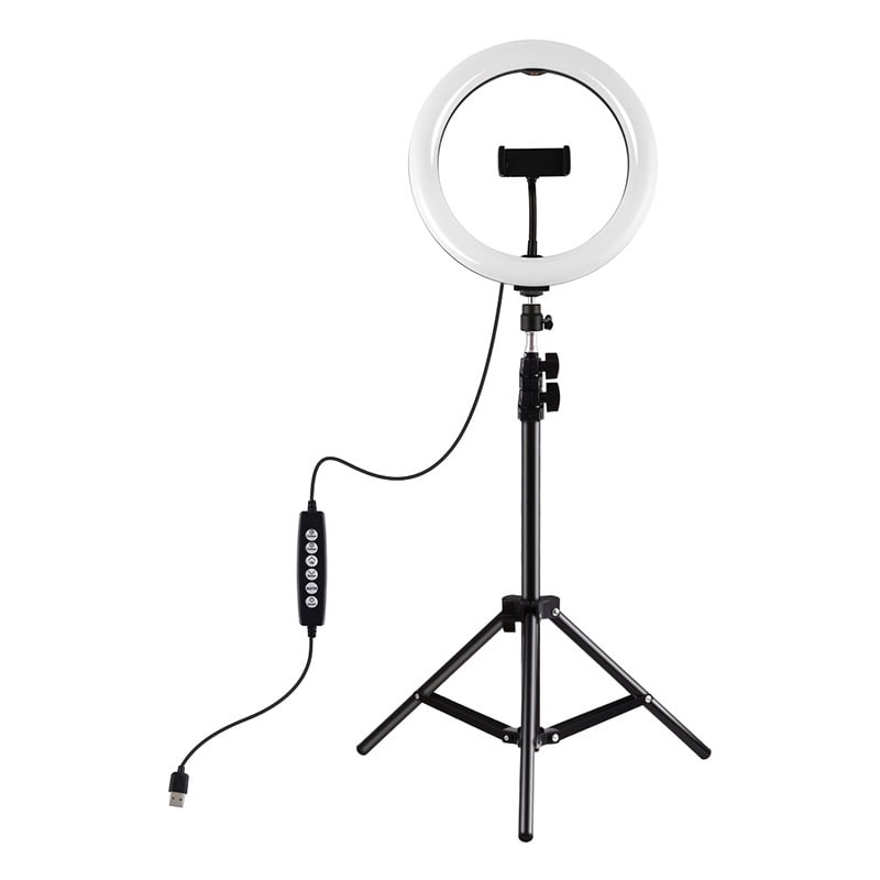 Puluz 1,1 m stativ med RGBW LED-belysning 26 cm vlog / stream / smartphone PKT3044