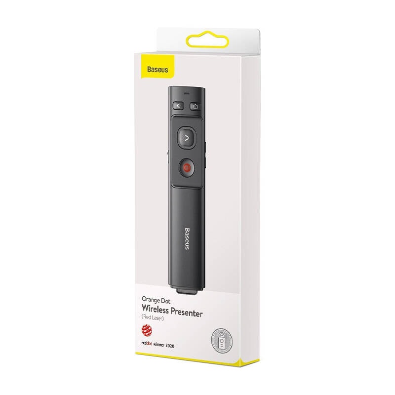 Baseus Orange Dot Multifunktionel fjernbetjening til præsentation, med en laserpointer - grå