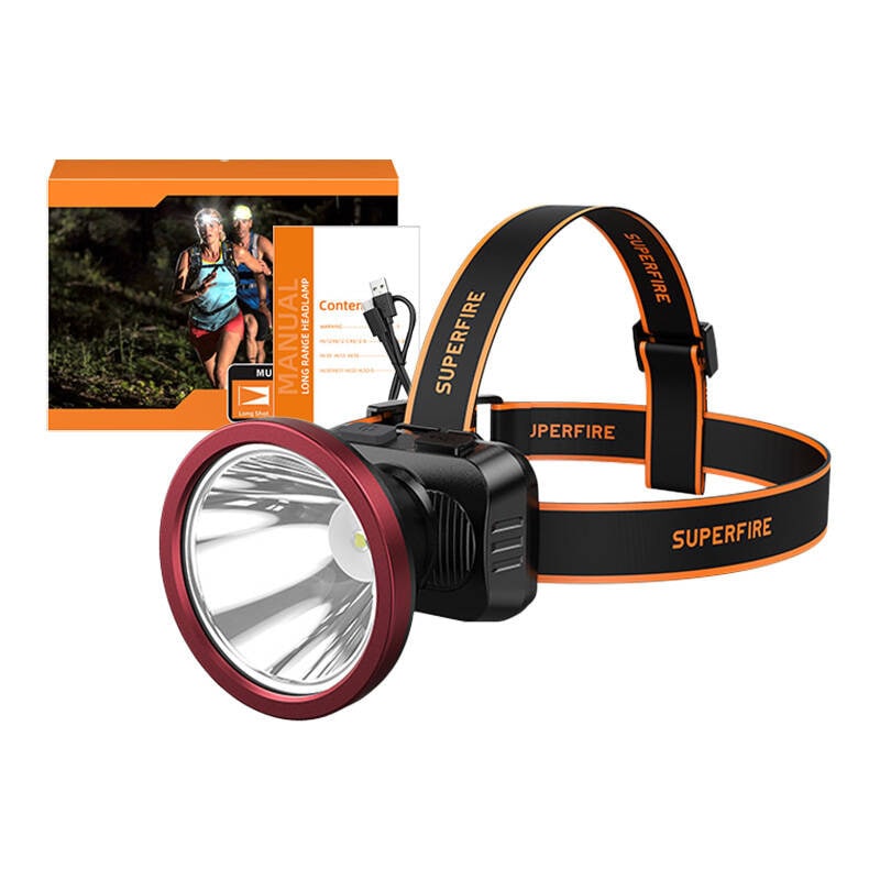 Superfire HL52 pandelampe lommelygte, 200 lm, USB, 350 m, 3 tilstande
