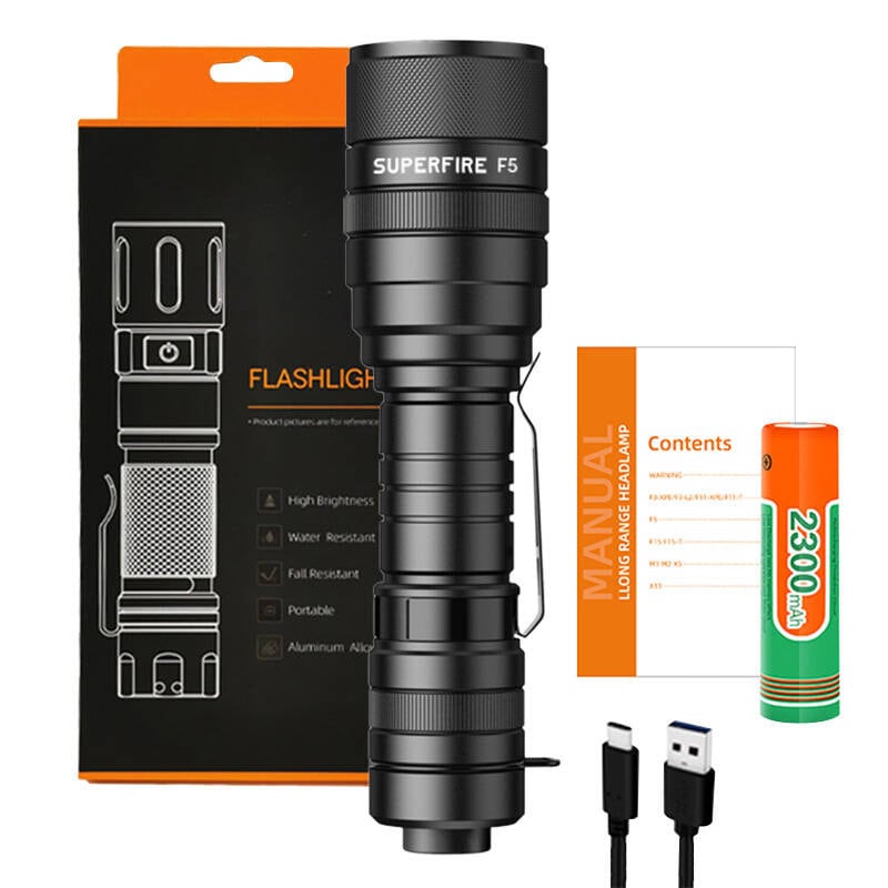 Lommelygte Superfire F5, 1100lm, USB