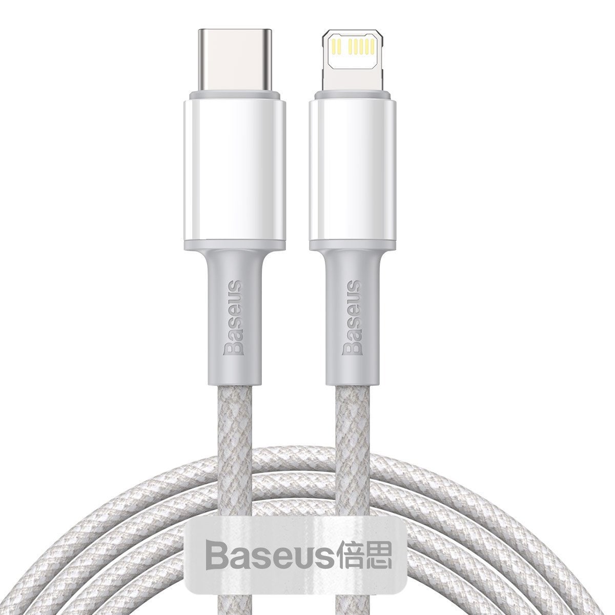 USB-C til Lightning Baseus Flettet kabel med høj densitet, 20W, PD, 2m (hvid)