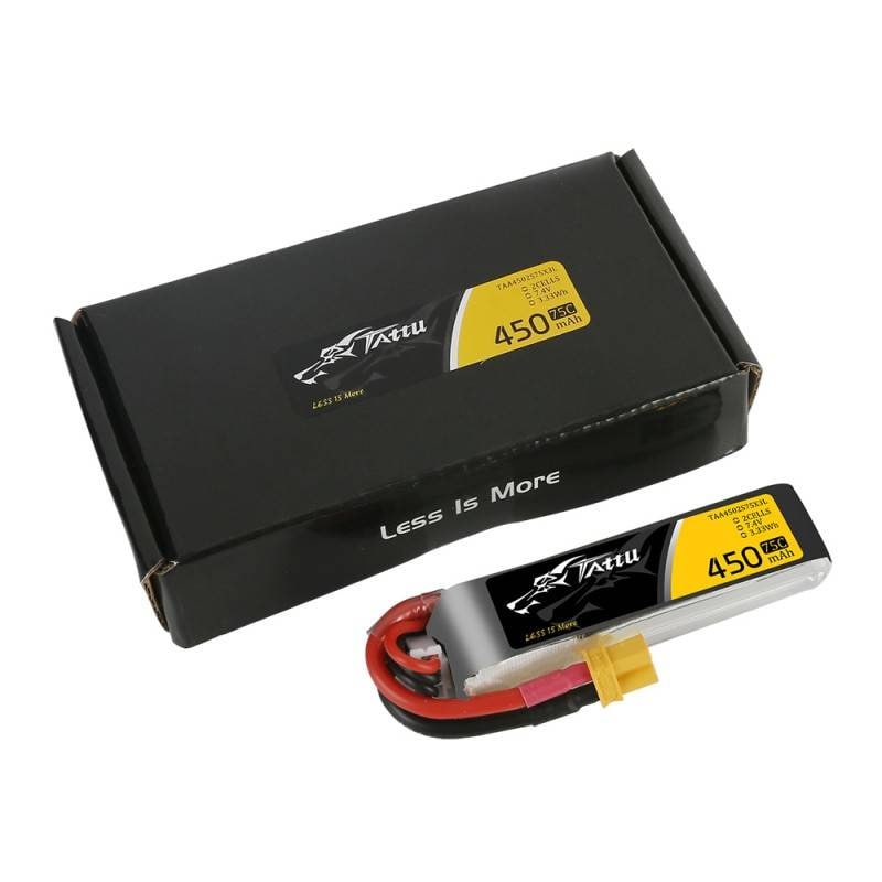 Batteri Tattu 450mAh 7,4V 75C 2S1P Lang XT30