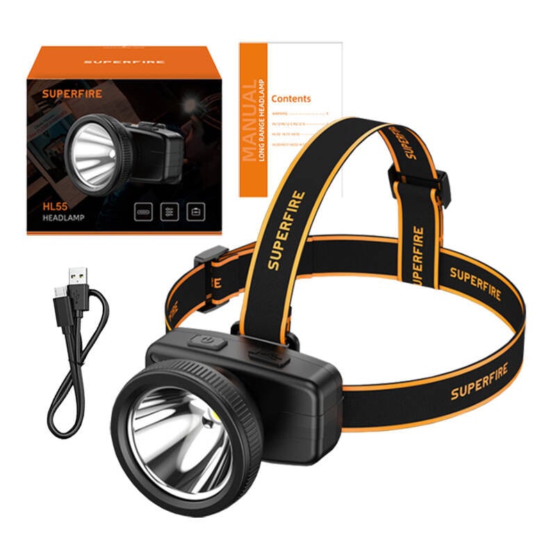 Superfire HL55 pandelampe, 150 lm, USB-C, 4 tilstande, 270 m