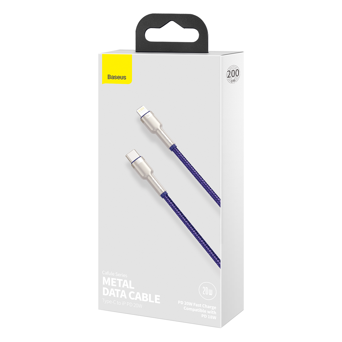 Baseus Cafule Series USB-C-kabel til Lightning, 20W, 2m (lilla)