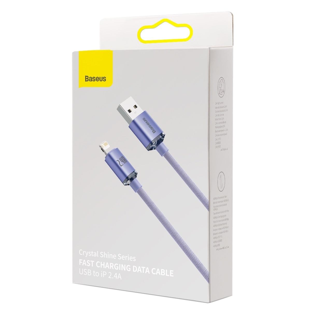 Baseus Crystal Shine-kabel USB til Lightning, 2,4A, 1,2 m (lilla)
