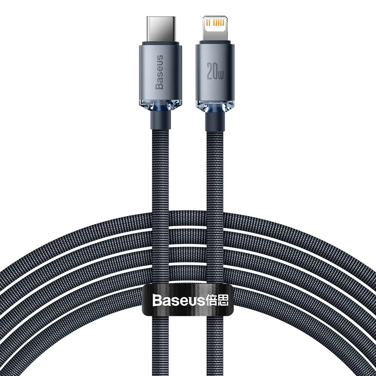 Baseus Crystal Shine-kabel USB-C til Lightning, 20W, PD, 2m (sort)