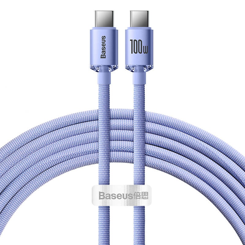 Baseus Crystal Shine-kabel USB-C til USB-C, 100W, 2m (lilla)