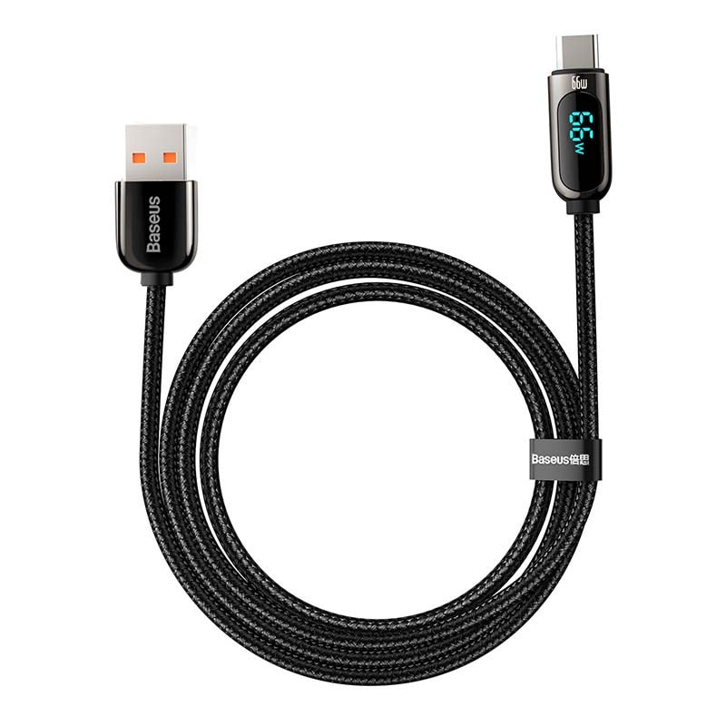 Baseus Skærmkabel USB til Type-C, 66W, 2m (sort)