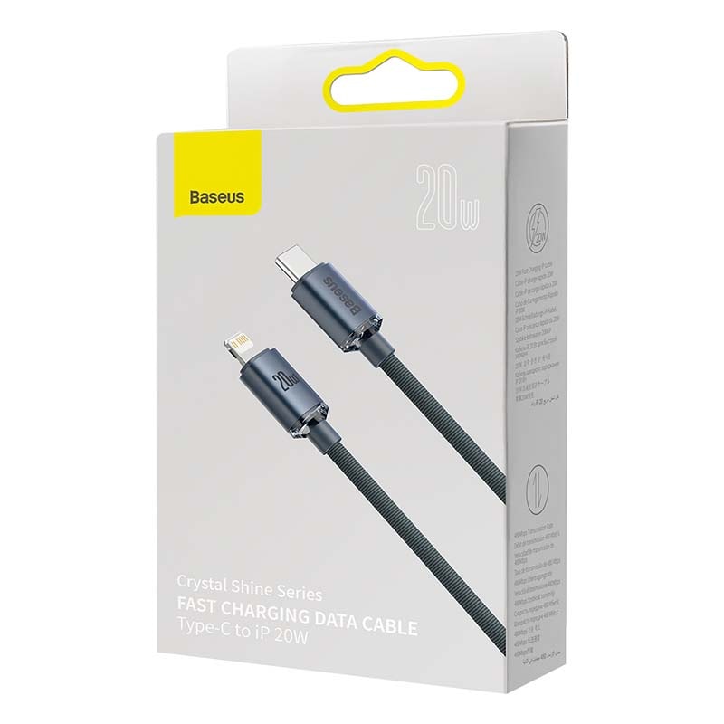 Baseus Crystal-kabel USB-C til Lightning, 20W, PD, 1,2 m (sort)