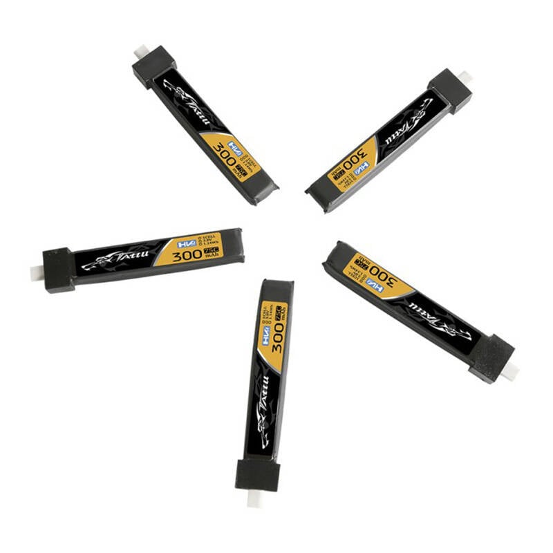Tattu LiPo 300mAh 3.8V 75C 1S1P HV BT2.0.5 batteri (5 stk.)
