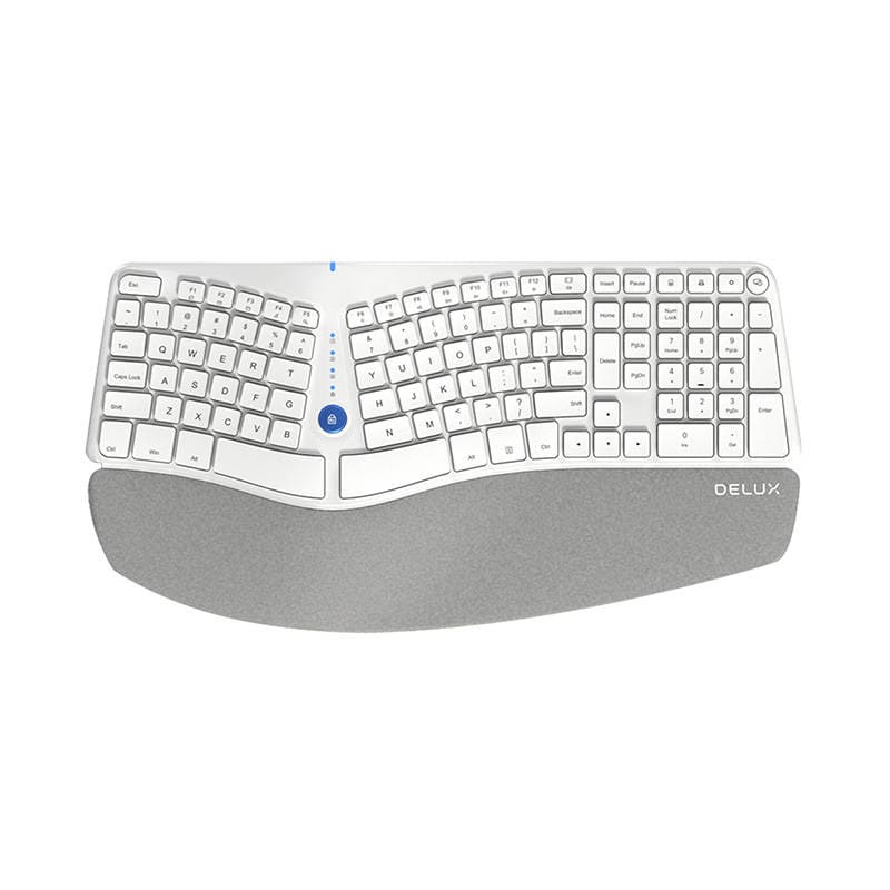 Delux GM901D BT+2.4G Ergonomisk trådløst tastatur (hvid) (QWERTY)