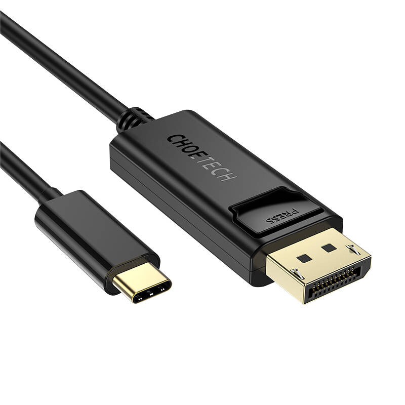 USB-C til Display Port-kabel Choetech XCP-1801BK, ensrettet, 4K, 1,8 m (sort)