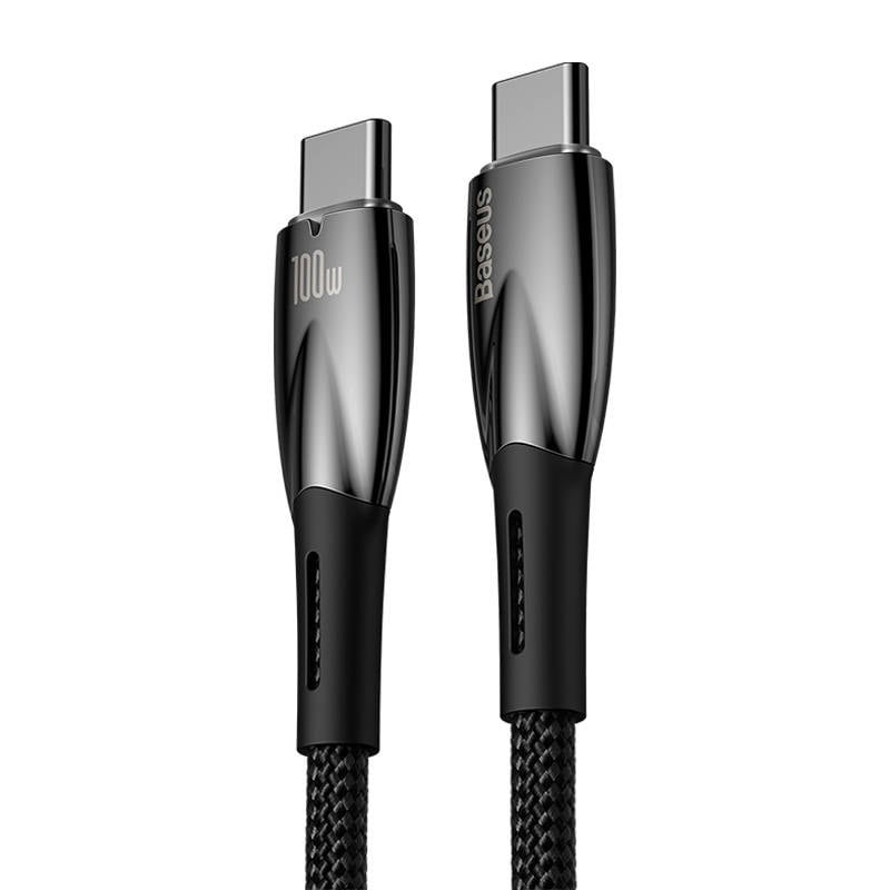 USB-C-kabel til USB-C Baseus Glimmer Series, 100W, 2m (Sort)