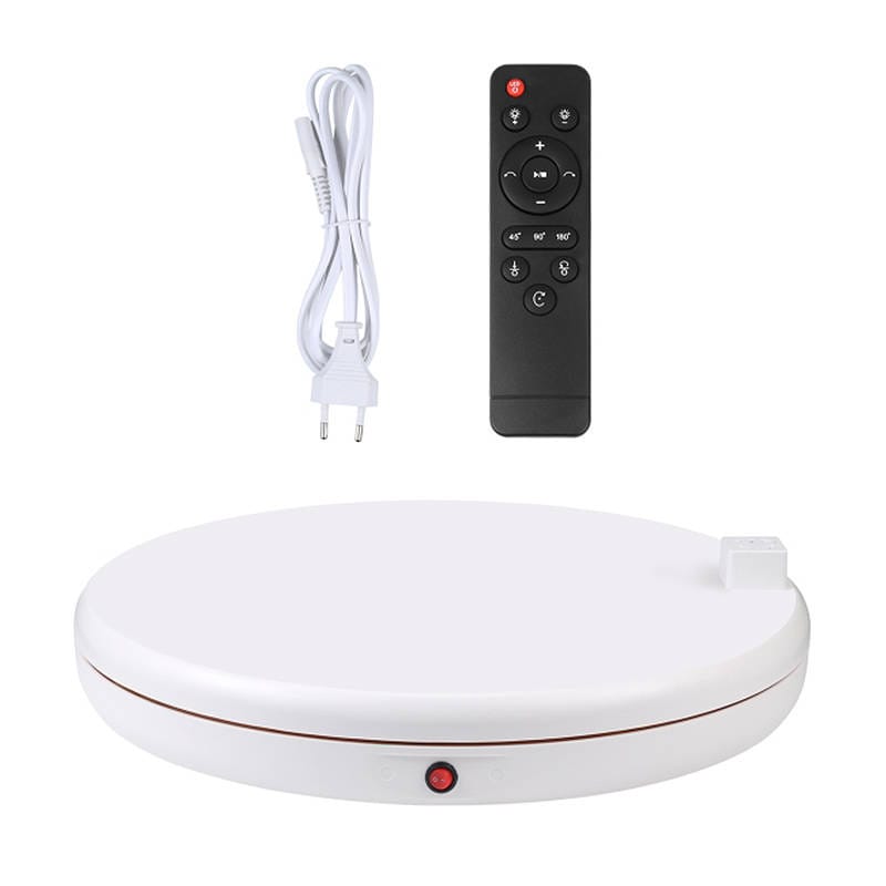 Roterende displaystativ Puluz med strømudtag 45 cm (hvid)