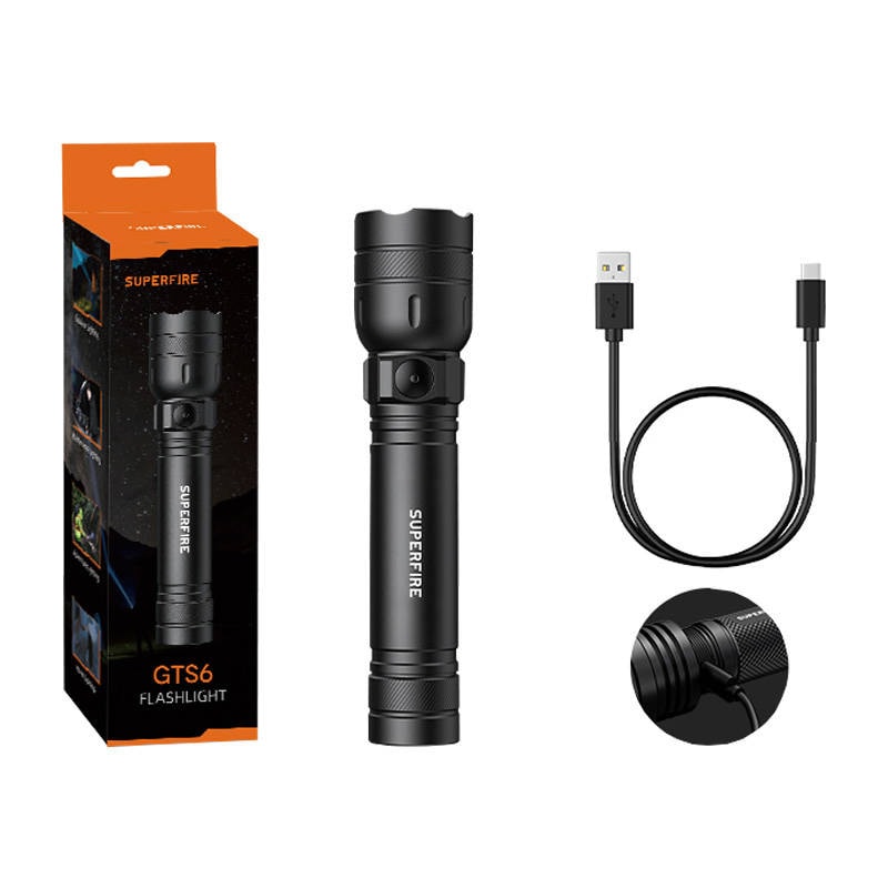 Superfire GTS6 lommelygte, 360 lm, USB-C, 7W, 5 tilstande, 150m