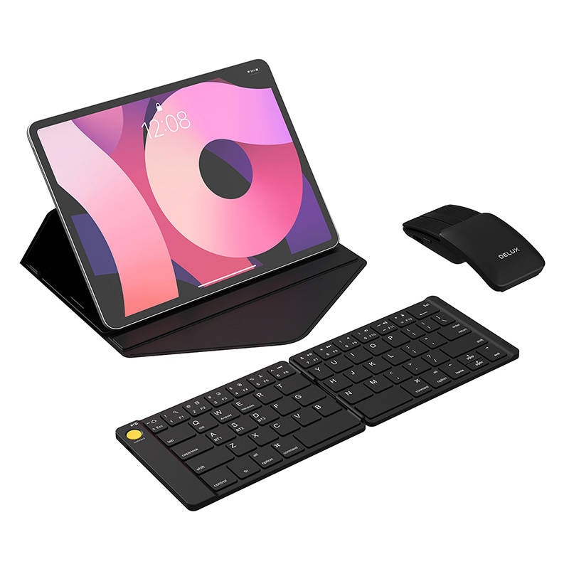 Delux KF10 foldbart trådløst tastatur og MF10PR (QWERTY) musesæt