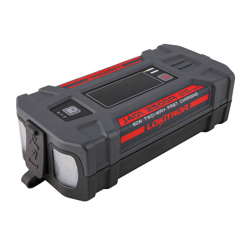 Lokithor J401 Jump Starter / Booster 2500A + Powerbank 20000mAh + Lommelygte 4-i-1-enhed