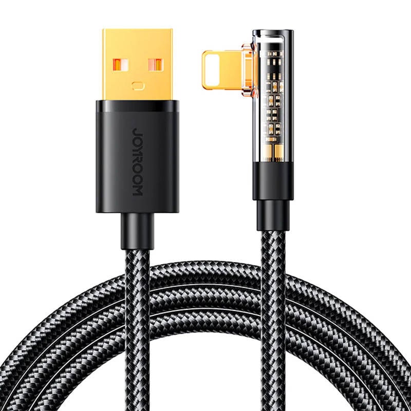 Vinkelkabel til USB-A / Lightning / 1,2 m Joyroom S-UL012A6 (sort)