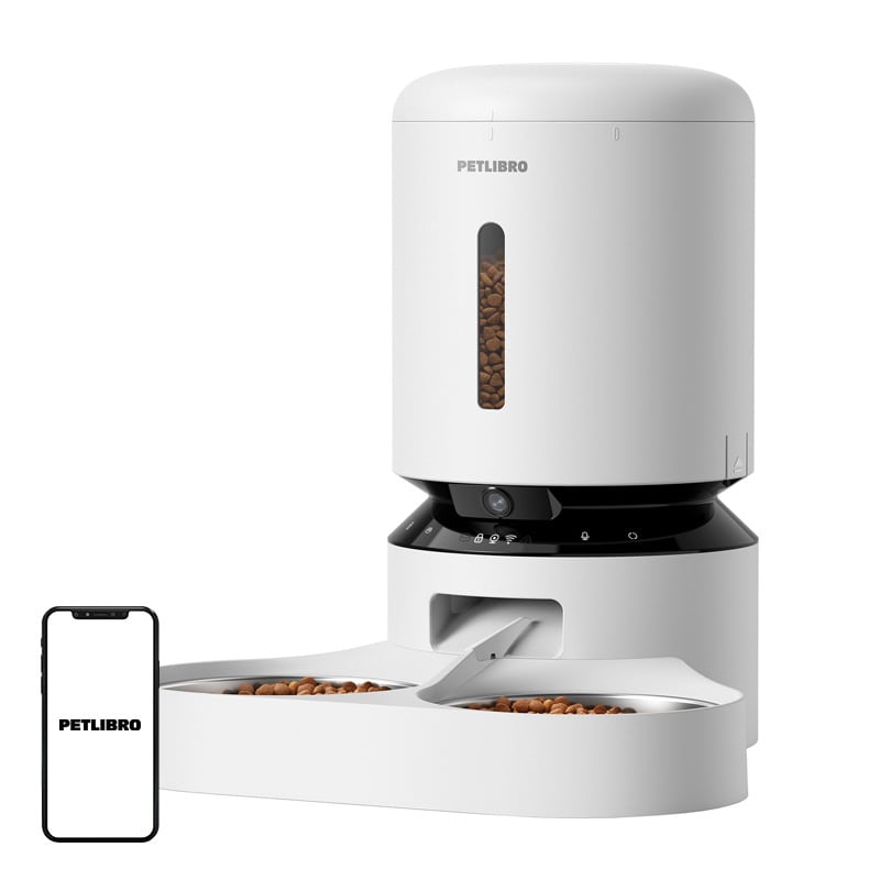 Petlibro Granary kamera-foderautomat med dobbeltskål, 5L (hvid)