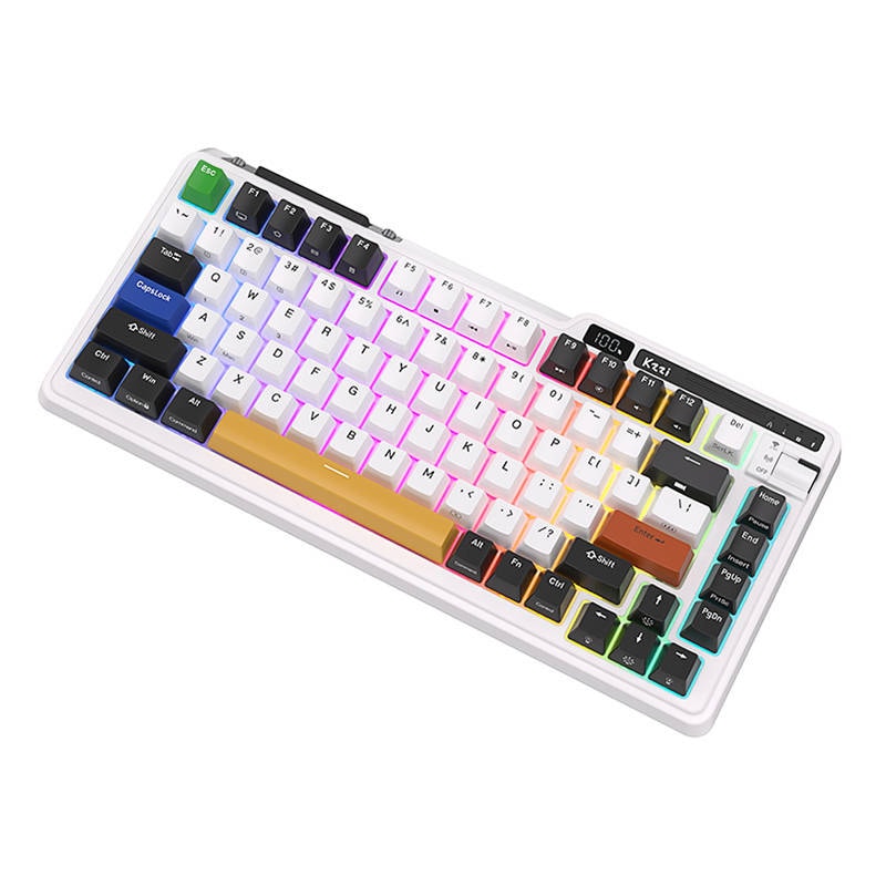 Royal Kludge KZZI K75 pro RGB trådløst mekanisk tastatur, Moment Switch (sort og hvid) (QWERTY)