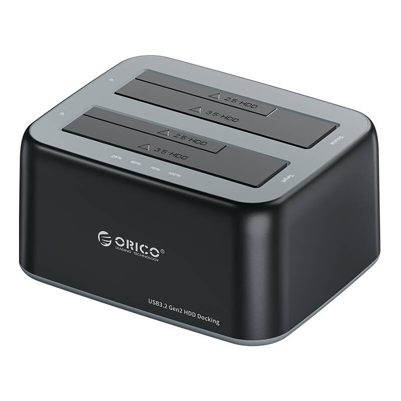 Orico dockingstation til 2,5" / 3,5" HDD / SSD, 5Gbps, USB-A til USB-B med kloningsfunktion (sort)