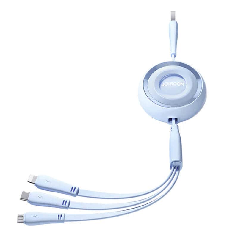 3in1 Joyroom Farverigt USB til USB-C/Lightning/Micro USB-kabel 3,5A, 1 m (blå)