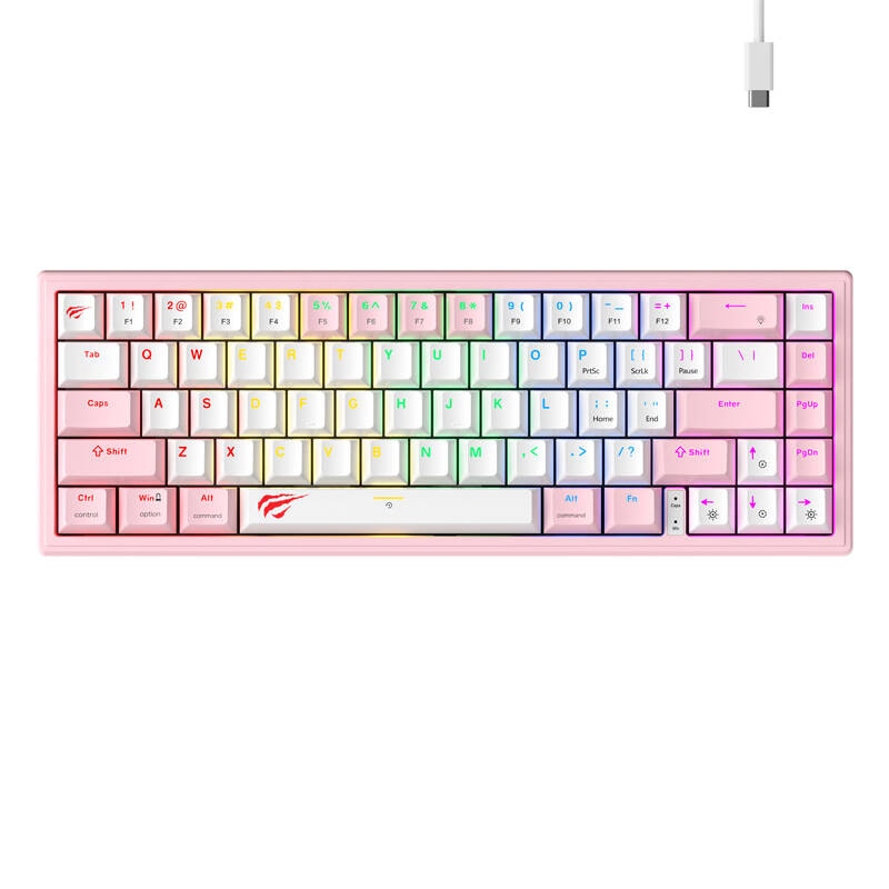 Havit KB874L RGB (pink og hvid) mekanisk gaming-tastatur (QWERTY)
